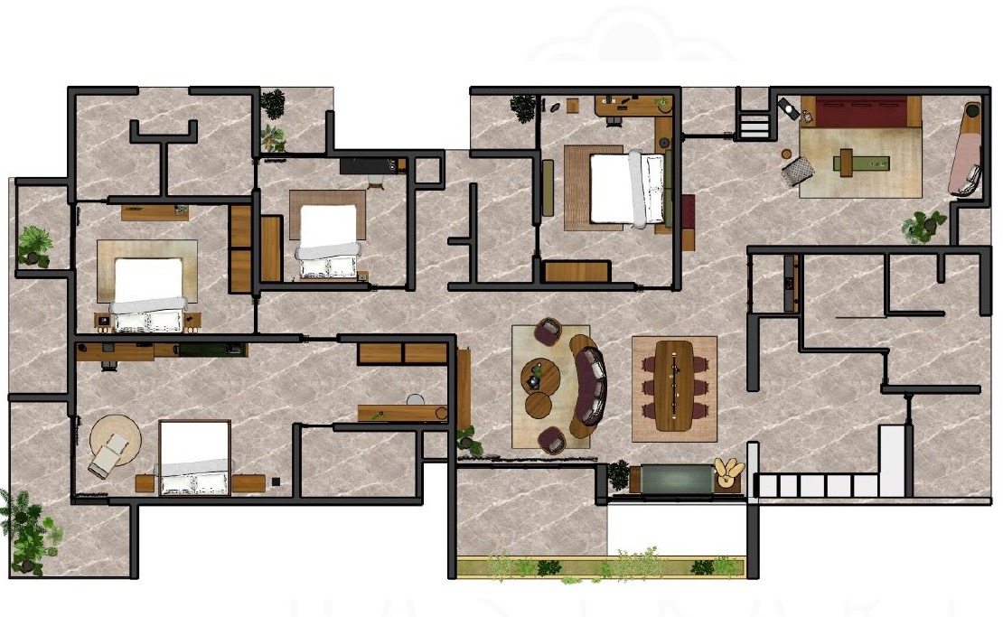 Alekhya Rise — the original 2D furniture layout, top-down